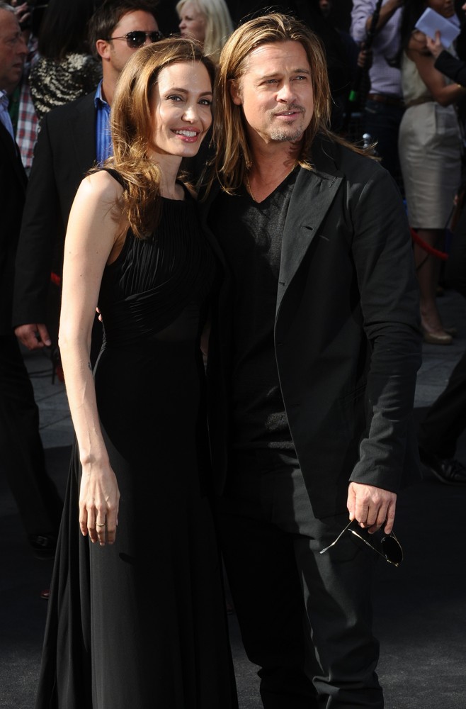 Angelina Jolie;Brad Pitt;<br>UK Film Premiere of World War Z - Arrivals