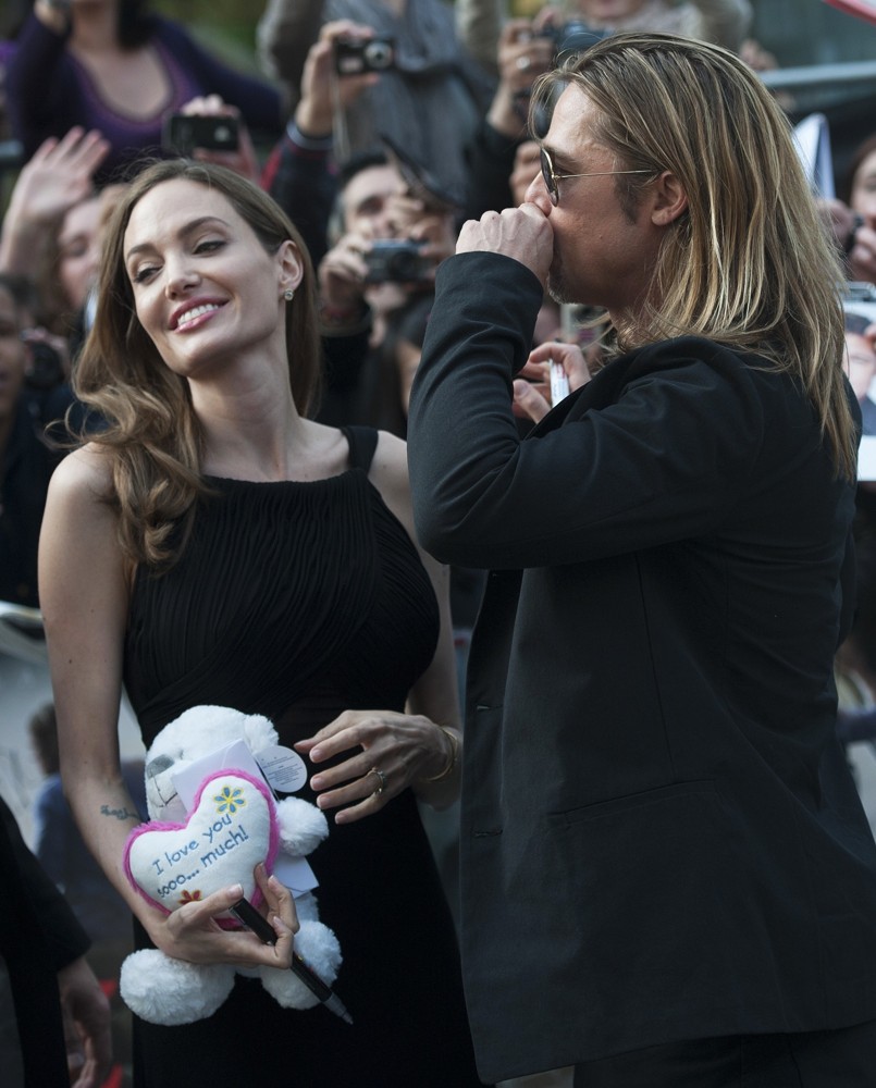 Angelina Jolie;Brad Pitt;<br>UK Film Premiere of World War Z - Arrivals