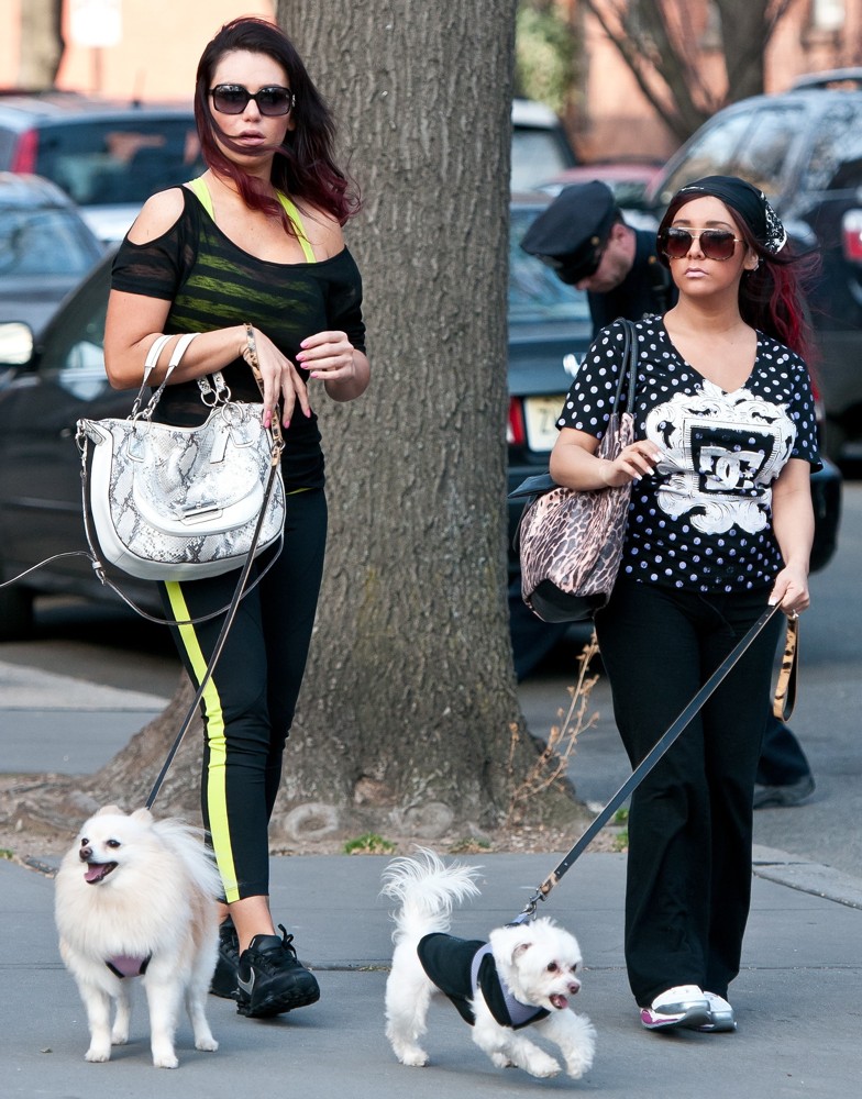 JWoww;Snooki;<br>Snooki and JWoww Stroll Around Jersey City with Their Dogs While Filming Their Reality Show