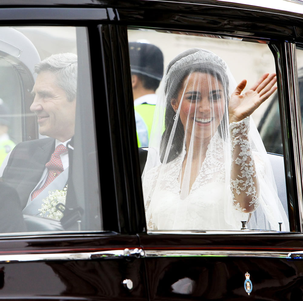 Kate Middleton;<br>Catherine Middleton arriving with her father Michael Middleton