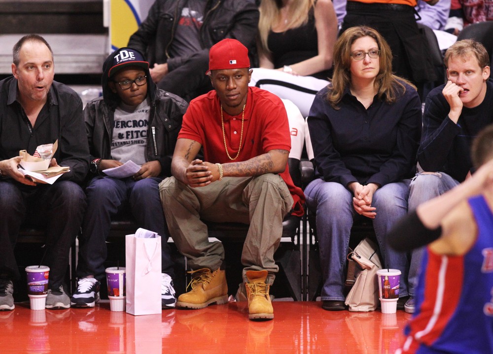 Kendrick Lamar;<br>Celebrities Watch The Los Angeles Clippers vs. Detroit Pistons