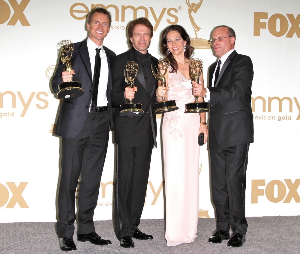 Phil Keoghan;Jerry Bruckheimer;Elise Doganieri;Jonathan Littman;<br>The 63rd Primetime Emmy Awards - Press Room