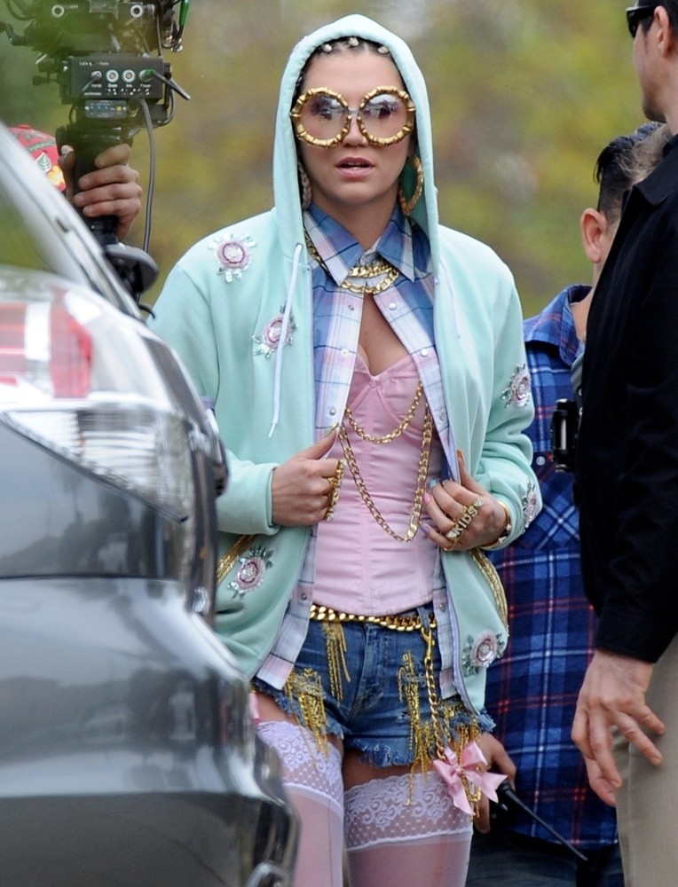 Ke$ha;<br>Ke$ha Seen on The Set of Music Video Crazy Kids