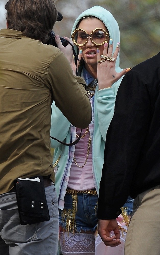 Ke$ha;<br>Ke$ha Seen on The Set of Music Video Crazy Kids