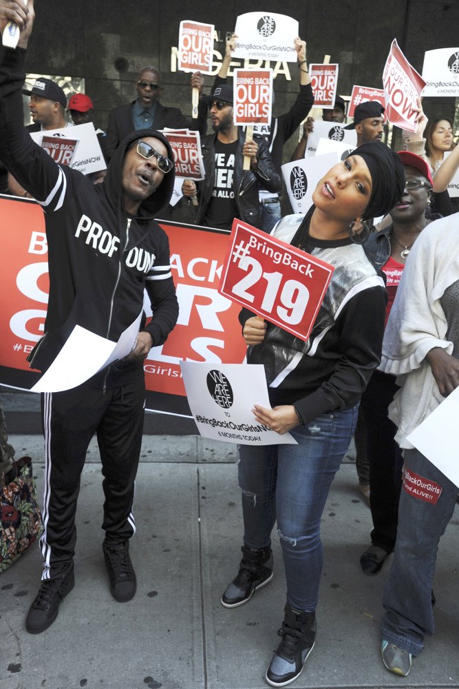 Swizz Beatz;Alicia Keys;<br>A Protest Demanding The Return of The 200-Plus Girls Abducted by Boko Haram Militants