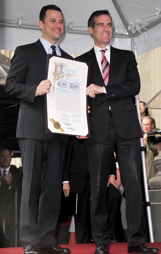 Jimmy Kimmel;Eric Garcetti;<br>Jimmy Kimmel Honored with A Star on The Hollywood Walk of Fame