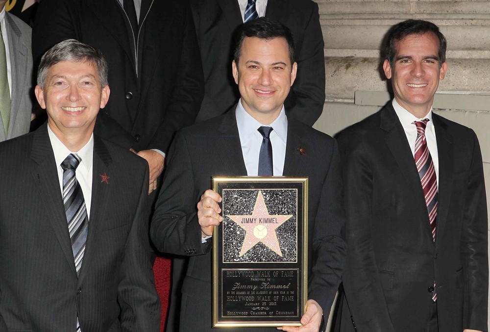 Leron Gubler;Jimmy Kimmel;Eric Garcetti;<br>Jimmy Kimmel Honored with A Star on The Hollywood Walk of Fame
