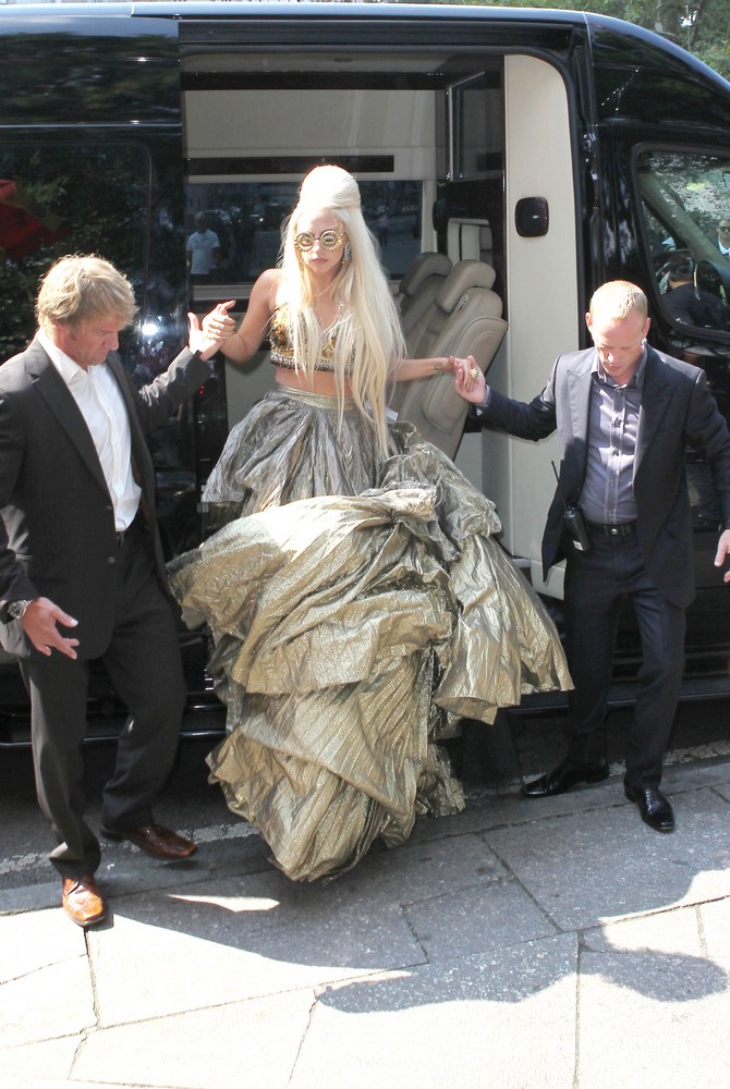 Lady GaGa;<br>Lady GaGa Is Seen on The Set of Photo Shoot Wearing An Outlandish Costume