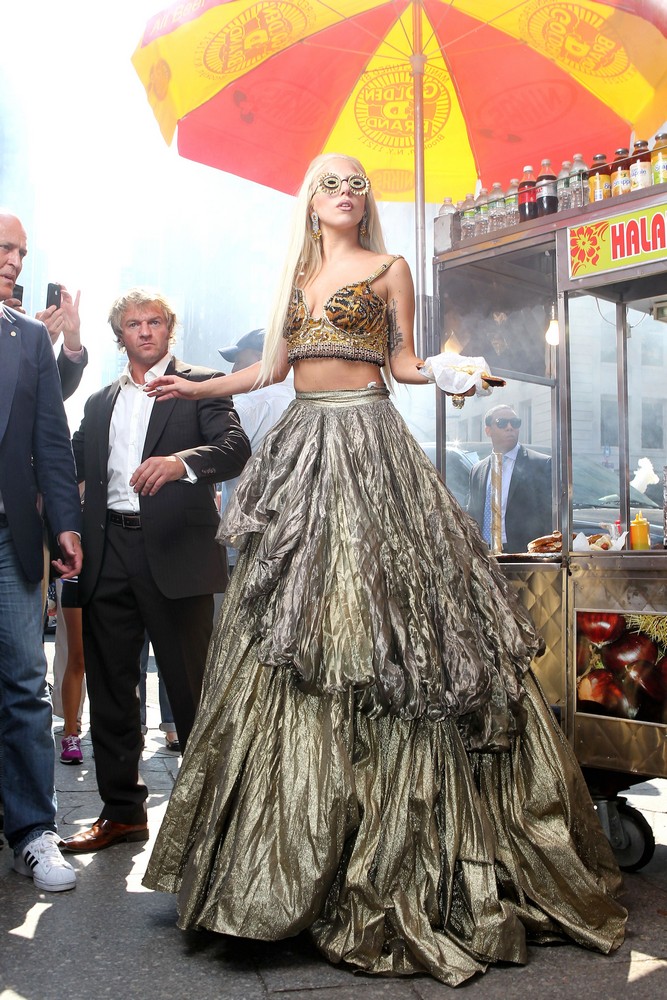 Lady GaGa;<br>Lady GaGa Is Seen on The Set of Photo Shoot Wearing An Outlandish Costume