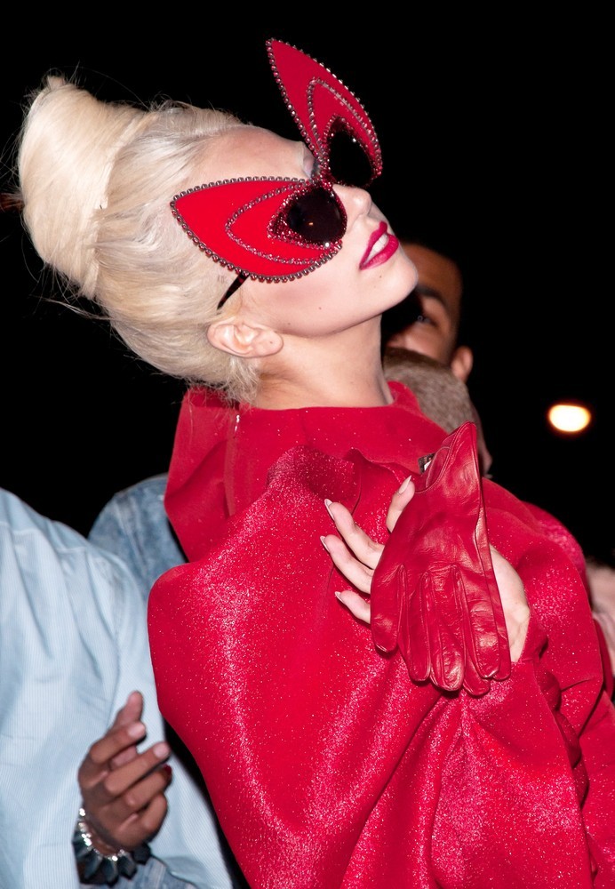 Lady GaGa;<br>Lady GaGa Is Seen on The Set of Photo Shoot Wearing An Outlandish Costume
