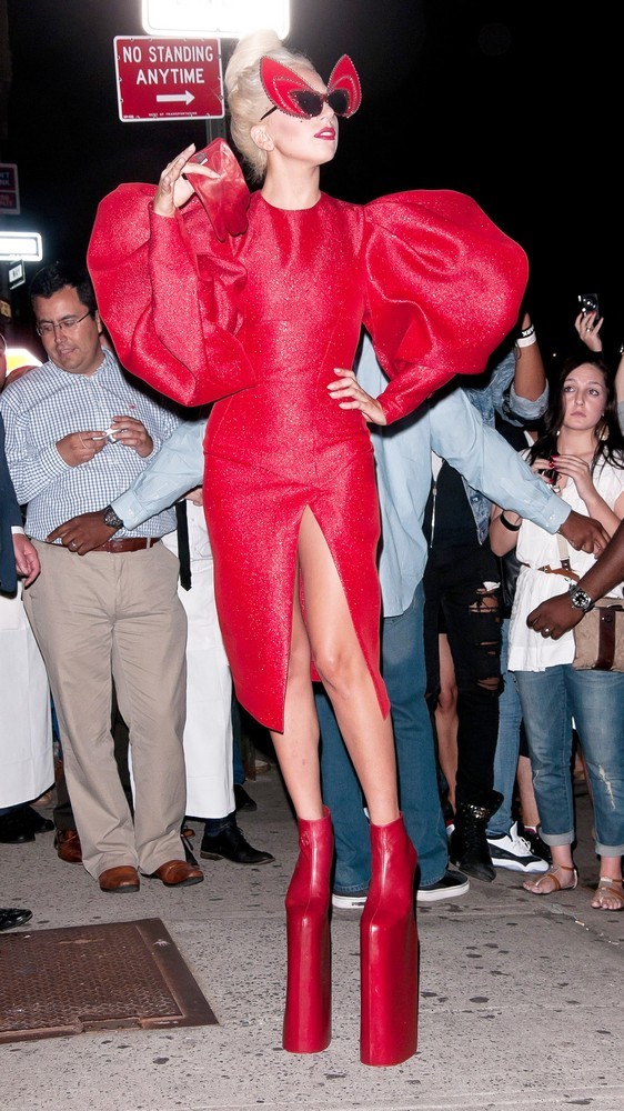 Lady GaGa;<br>Lady GaGa Is Seen on The Set of Photo Shoot Wearing An Outlandish Costume