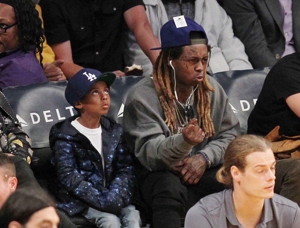 Lil Wayne<br>Lil Wayne at The Los Angeles Lakers Game with His Son
