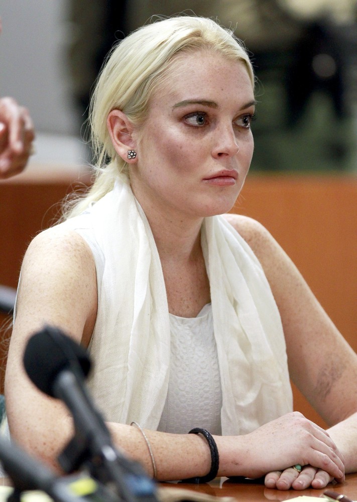 Lindsay Lohan;<br>Lindsay Lohan Before Being Escorted from The Courtroom in Handcuffs