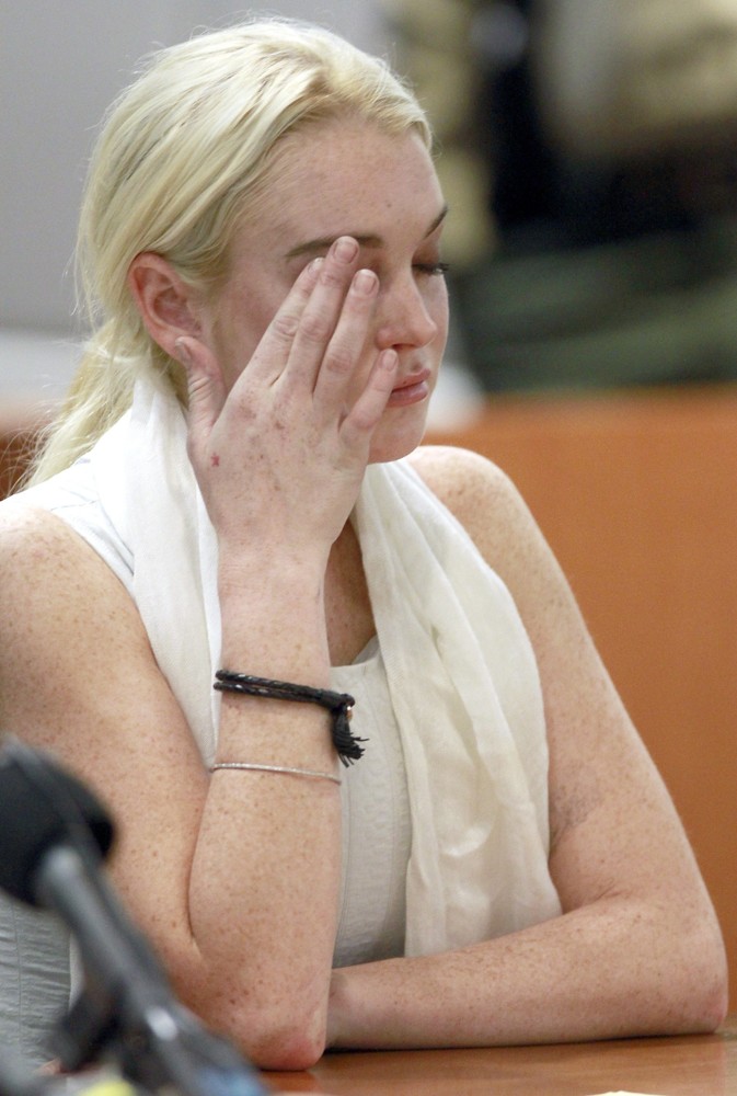 Lindsay Lohan;<br>Lindsay Lohan Before Being Escorted from The Courtroom in Handcuffs