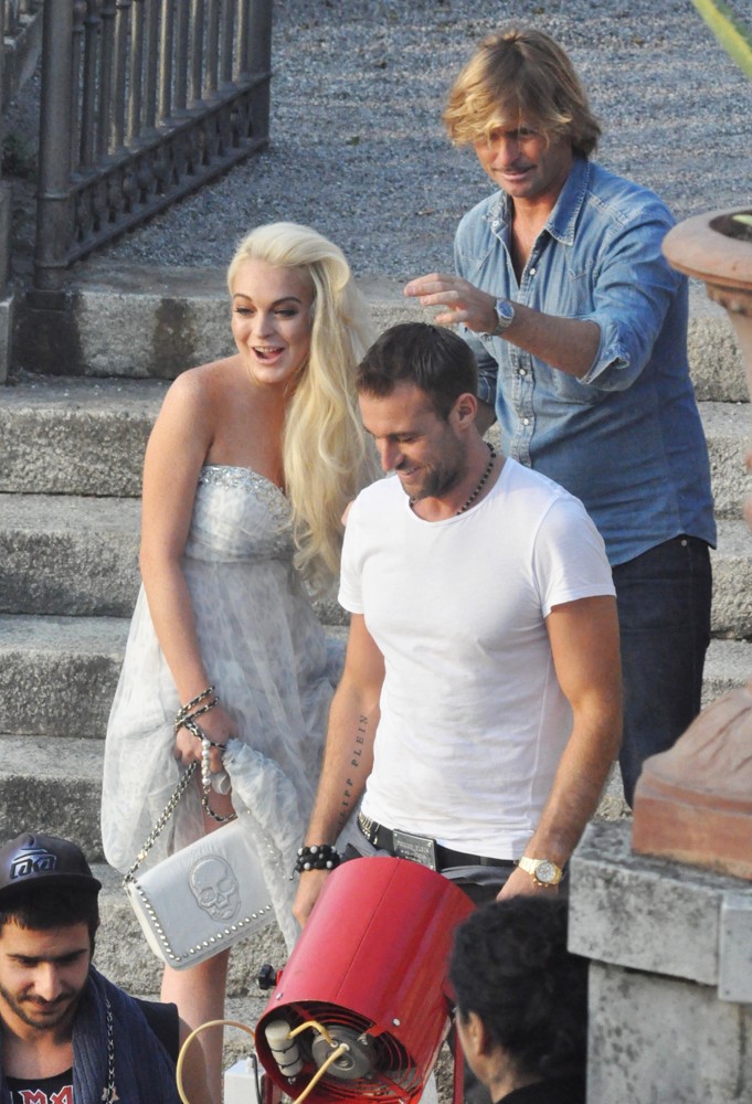 Lindsay Lohan;<br>Lindsay Lohan Takes Part in A Photoshoot for German Brand Philipp Plein on Lake Como