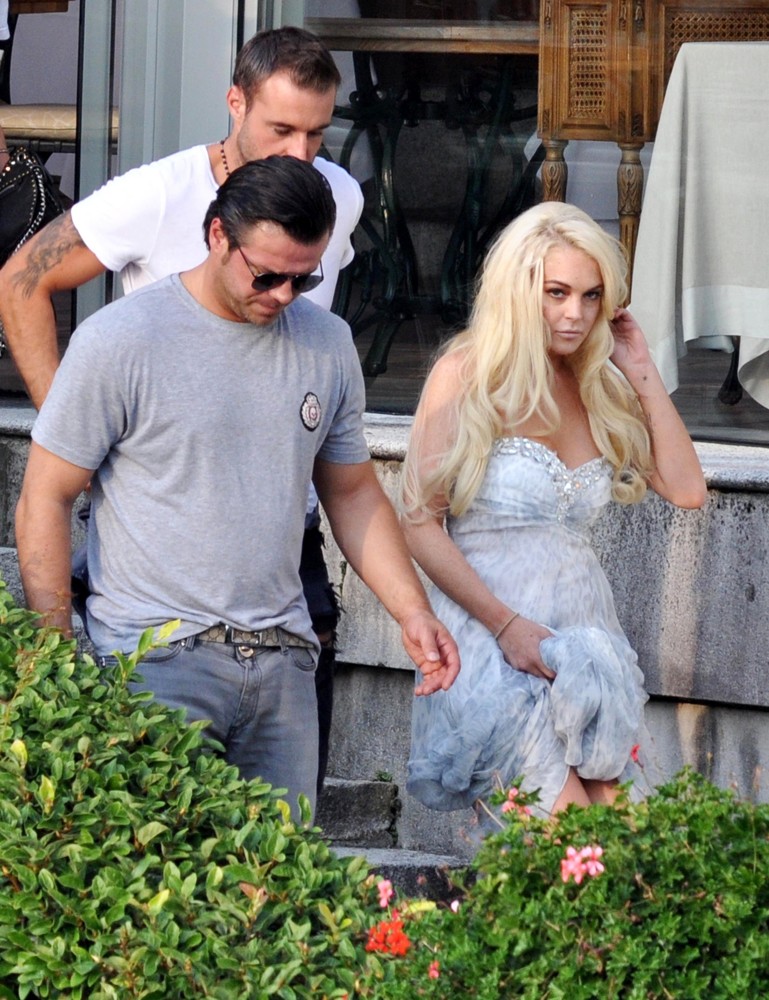 Lindsay Lohan;<br>Lindsay Lohan Takes Part in A Photoshoot for German Brand Philipp Plein on Lake Como