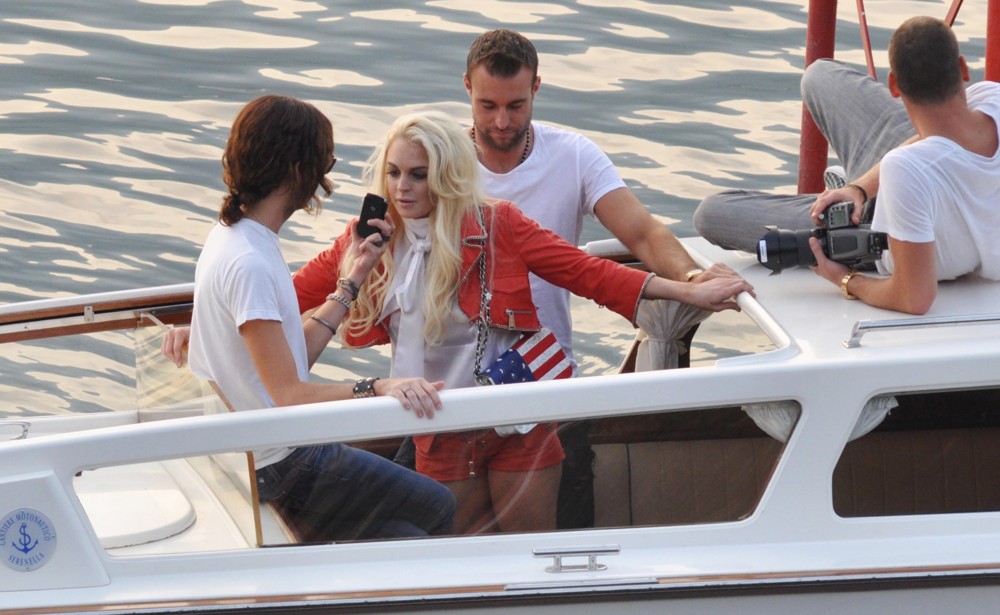 Lindsay Lohan;<br>Lindsay Lohan Takes Part in A Photoshoot for German Brand Philipp Plein on Lake Como