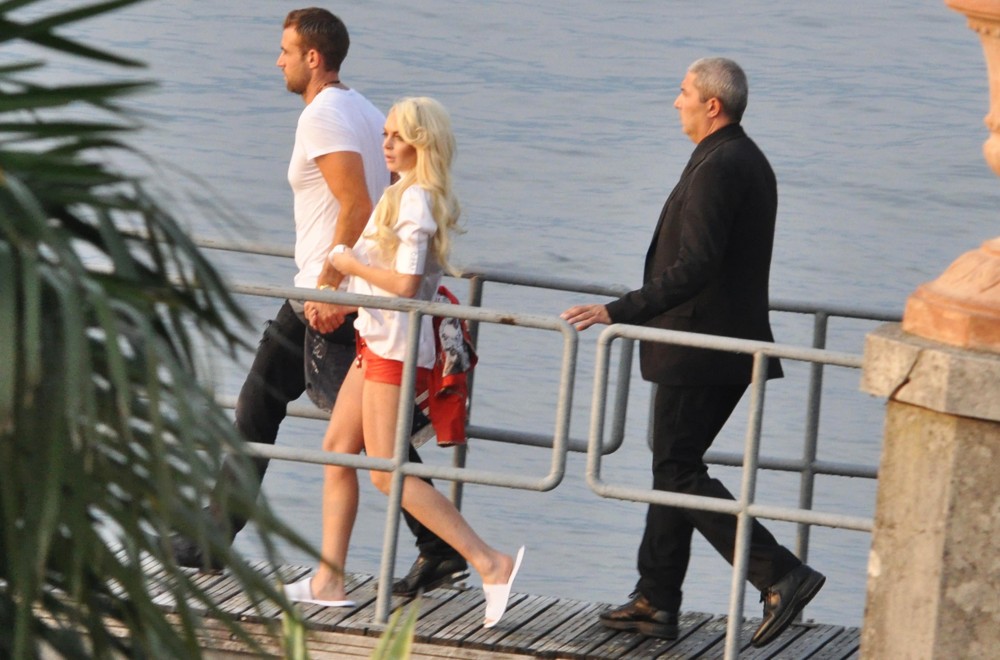 Lindsay Lohan;<br>Lindsay Lohan Takes Part in A Photoshoot for German Brand Philipp Plein on Lake Como
