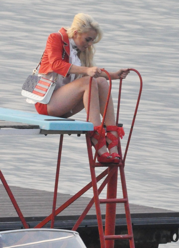 Lindsay Lohan;<br>Lindsay Lohan Takes Part in A Photoshoot for German Brand Philipp Plein on Lake Como