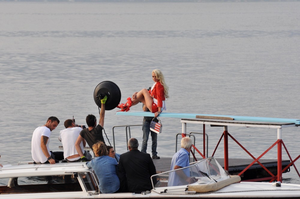 Lindsay Lohan;<br>Lindsay Lohan Takes Part in A Photoshoot for German Brand Philipp Plein on Lake Como