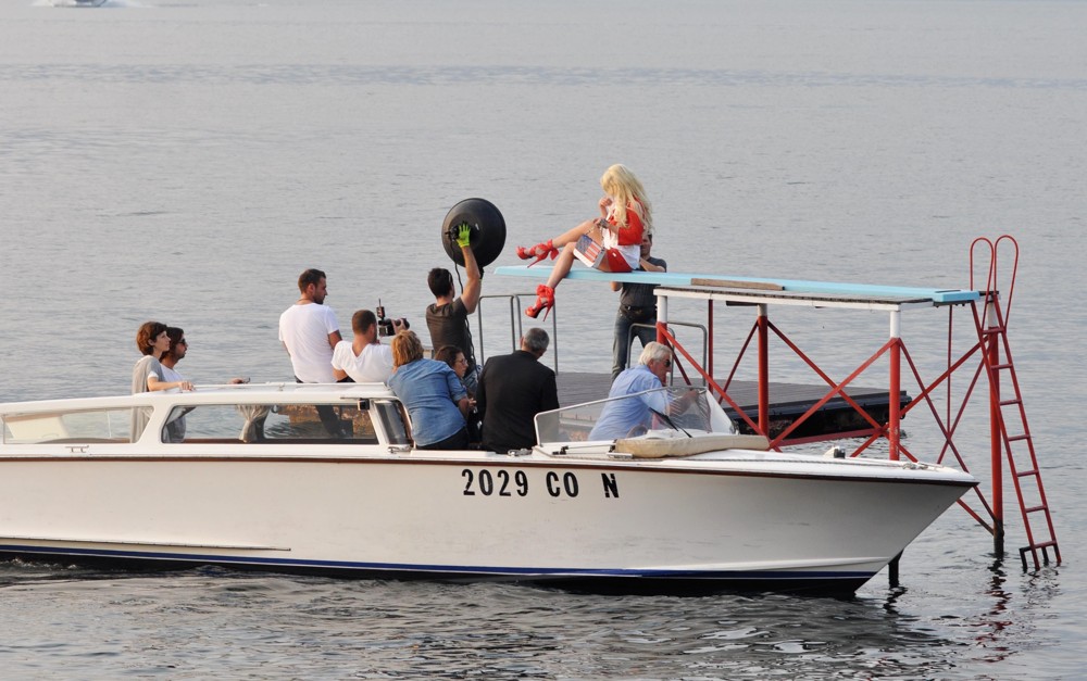 Lindsay Lohan;<br>Lindsay Lohan Takes Part in A Photoshoot for German Brand Philipp Plein on Lake Como