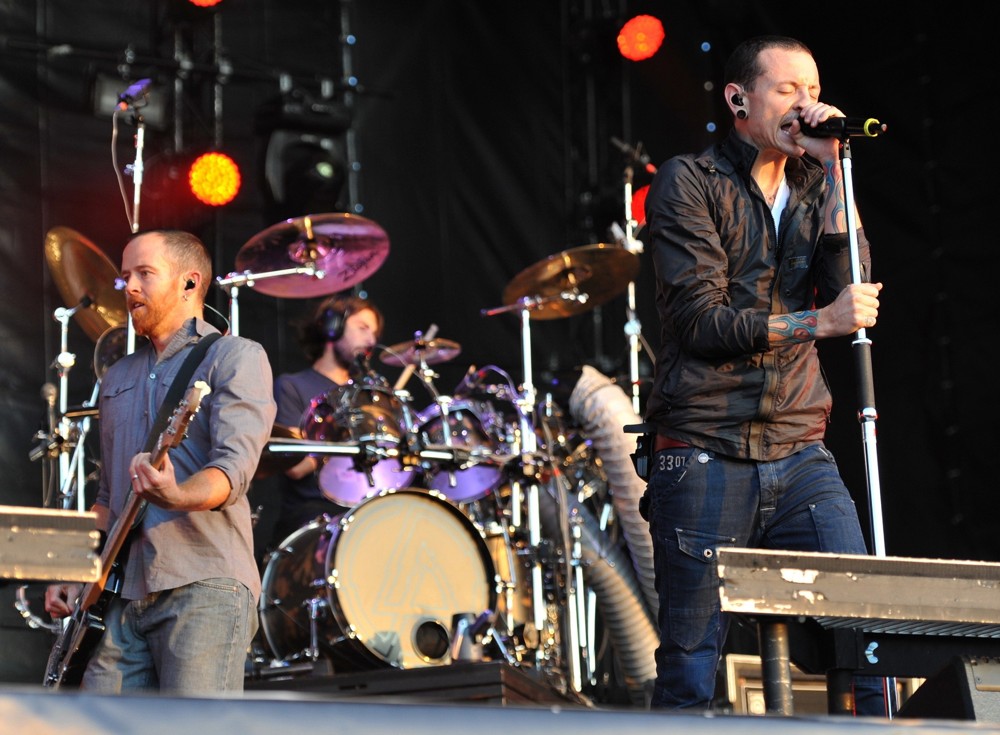 Dave Farrell;Rob Bourdon;Chester Bennington;Linkin Park;<br>Linkin Park Performing at Maxidrom Music Festival