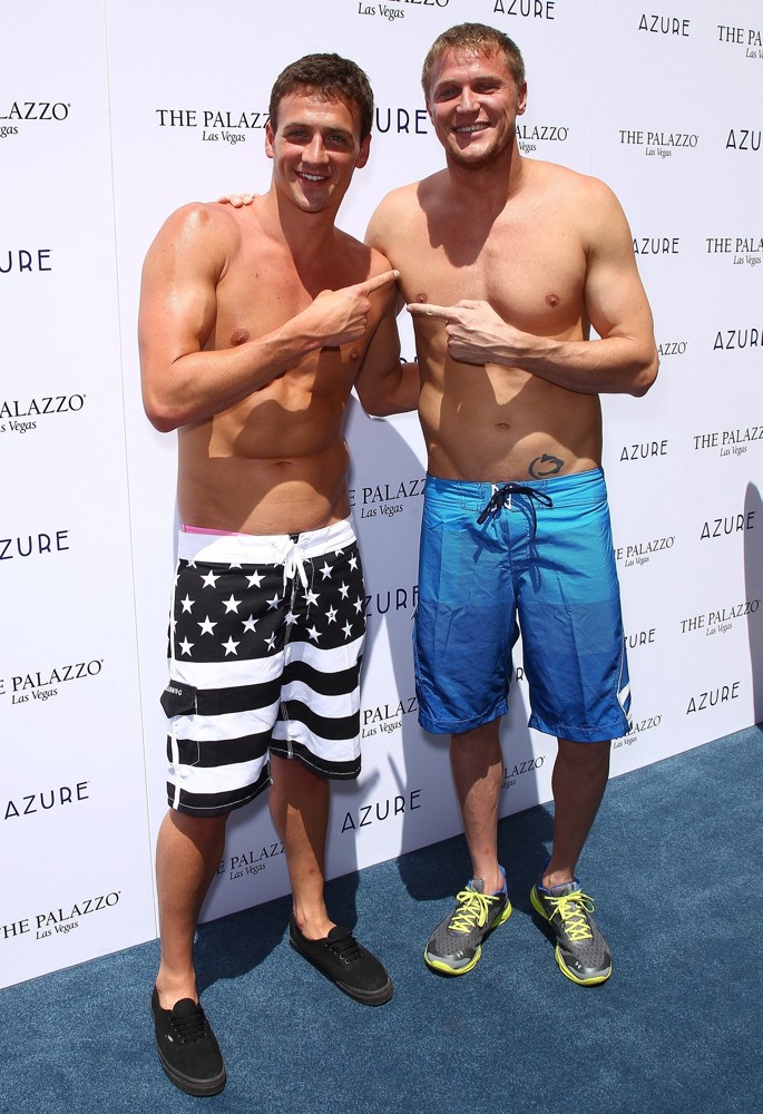 Ryan Lochte;Matt Haupt;<br>Ryan Lochte Celebrates His Olympic Success by Hosting A Day at Azure Pool