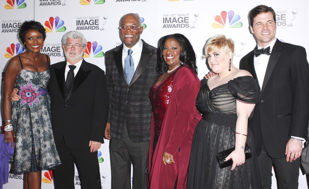 Mellody Hobson;George Lucas;Samuel L. Jackson;LaTanya Richardson;Katie Lucas;<br>The 43rd Annual NAACP Awards - Arrivals