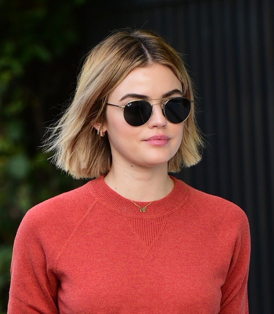 Lucy Hale Wears A Burnt Orange Sweater