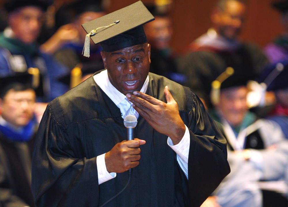 Magic Johnson;<br>Magic Johnson Receives Honorary Doctor of Humane Letters Degrees