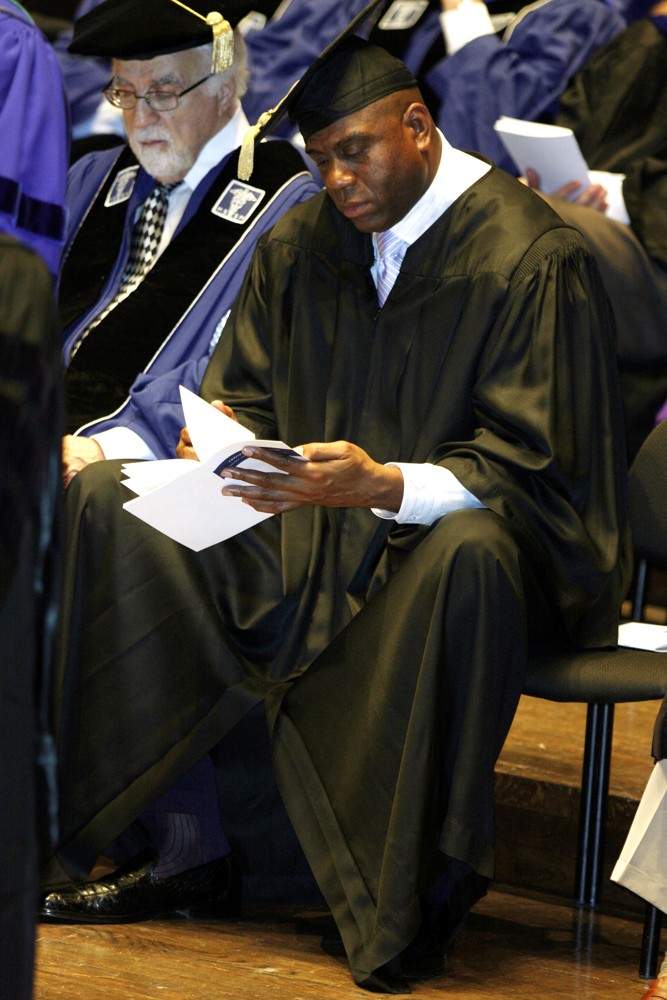 Magic Johnson;<br>Magic Johnson Receives Honorary Doctor of Humane Letters Degrees