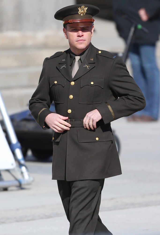 Matt Damon;<br>On The Set of Movie The Monuments Men