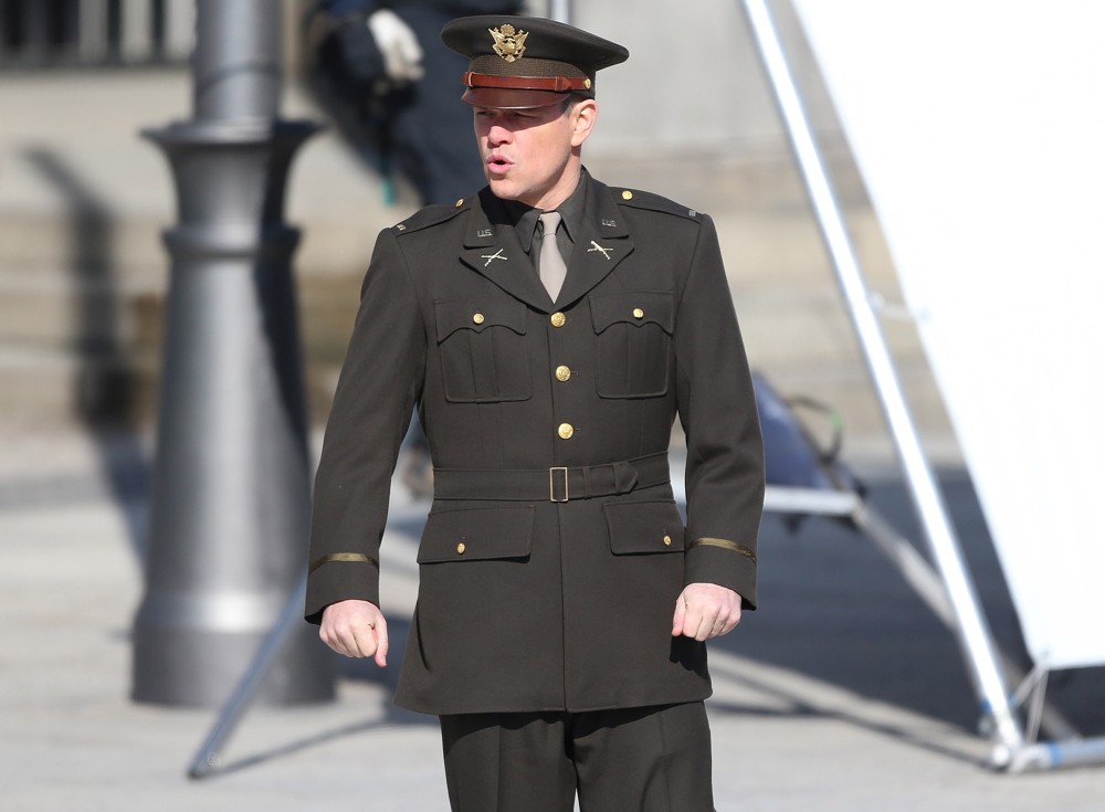 Matt Damon;<br>On The Set of Movie The Monuments Men