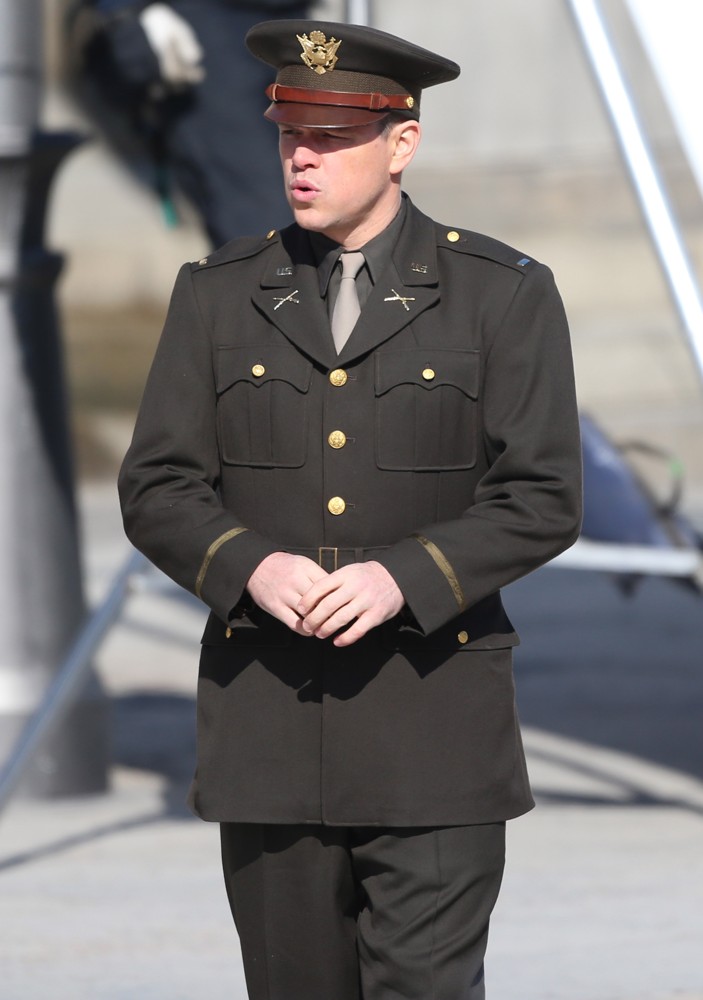 Matt Damon;<br>On The Set of Movie The Monuments Men