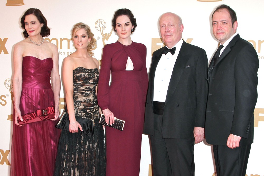 Elizabeth McGovern;Joanne Froggatt;Michelle Dockery;Julian Fellowes;<br>The 63rd Primetime Emmy Awards - Arrivals