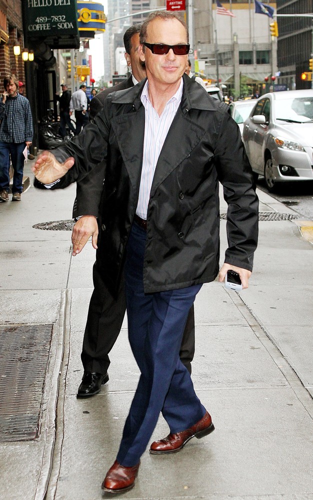 Michael Keaton;<br>Michael Keaton Outside Ed Sullivan Theatre for The Late Show with David Letterman