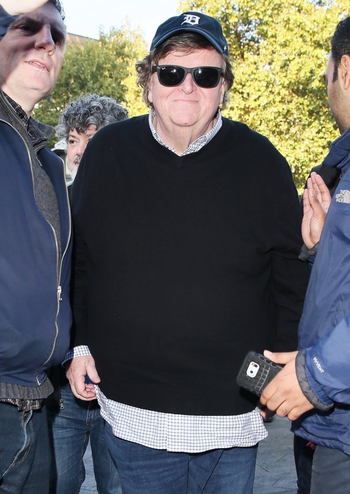 Michael Moore;<br>Michael Moore Seen Arriving at Global Studios
