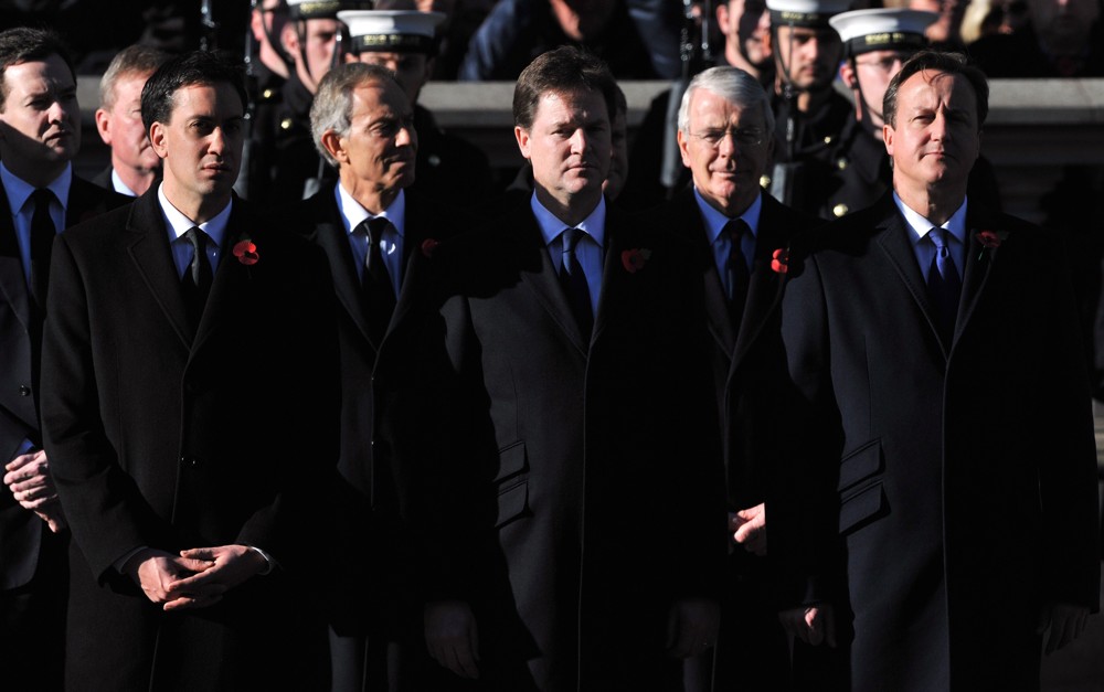 Ed Miliband;Tony Blair;Nick Clegg;John Major;David Cameron;<br>Sunday Commemorating Sacrifices of The Armed Forces