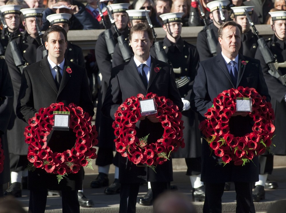 Ed Miliband;Nick Clegg;John Major;<br>Sunday Commemorating Sacrifices of The Armed Forces