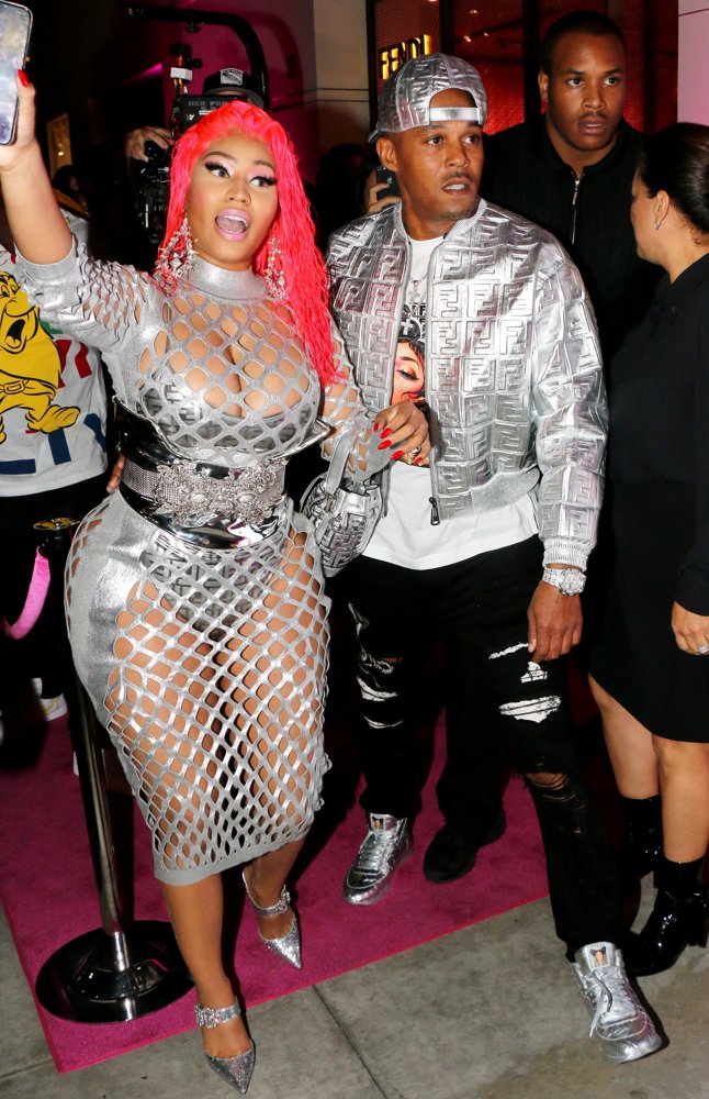 Nicki Minaj and Kenneth Petty Arrive at Fendi Prints