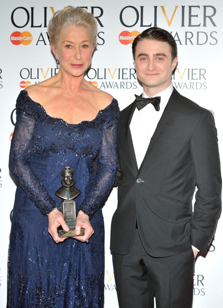 Helen Mirren;Daniel Radcliffe;<br>The Olivier Awards 2013 - Press Room
