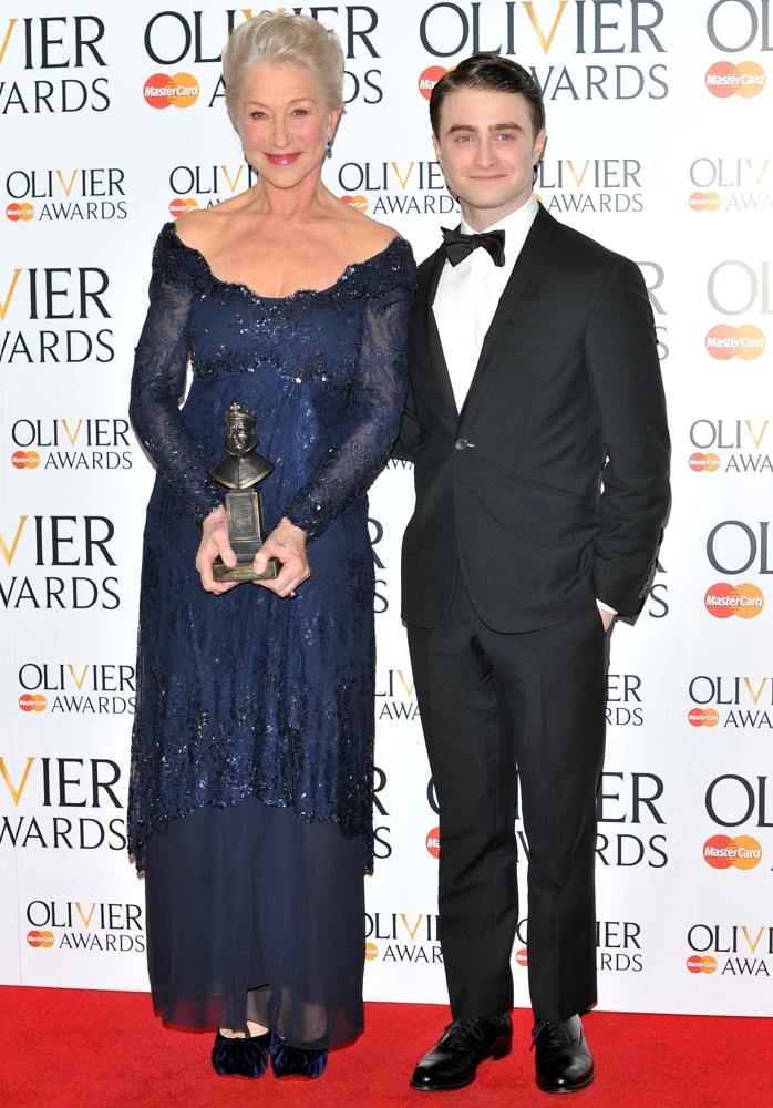 Helen Mirren;Daniel Radcliffe;<br>The Olivier Awards 2013 - Press Room