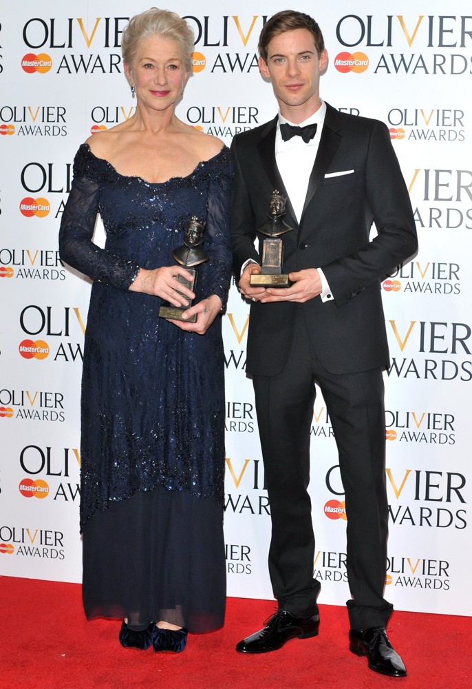 Helen Mirren;Luke Treadaway;<br>The Olivier Awards 2013 - Press Room