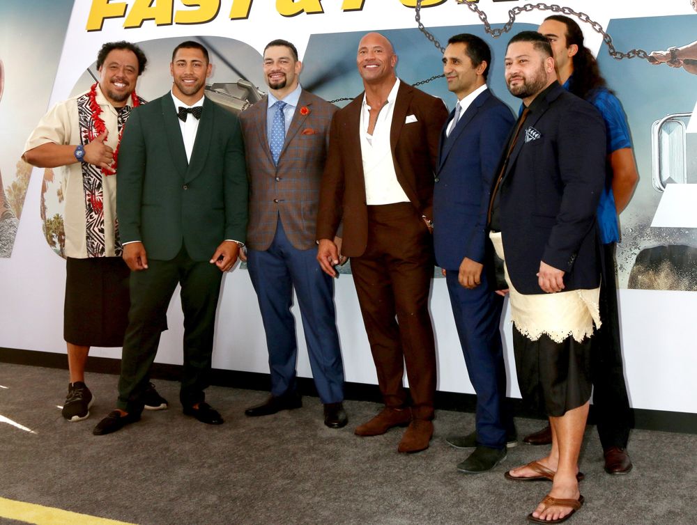 Kelemete Misipeka, Josh Mauga, Roman Reigns, The Rock, Cliff Curtis, John Tui<br>Fast and Furious Presents: Hobbs and Shaw Premiere