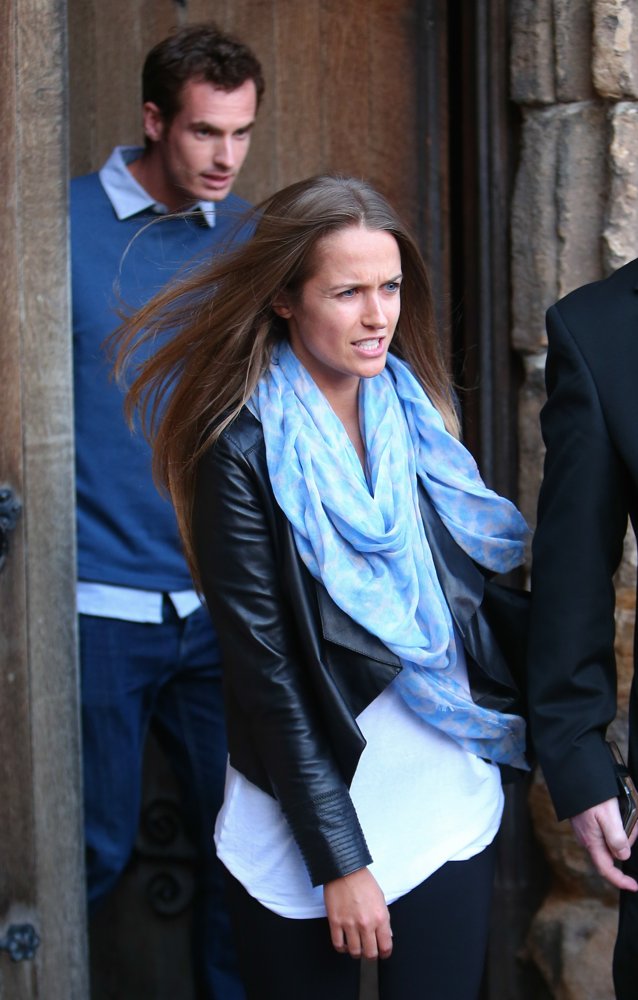 Andy Murray;Kim Sears;<br>Andy Murray and Kim Sears Leave Dunblane Cathedral After The Rehearsal Prior to Their Wedding