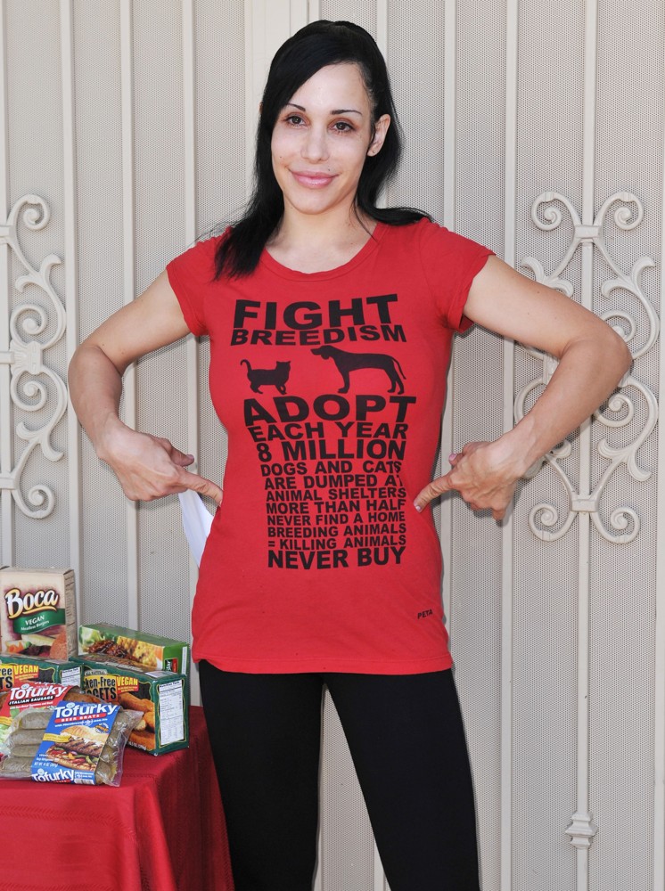 Nadya Suleman;<br>A Photocall for Animal Rights Organization PETA to Promote Birth Control for Pets