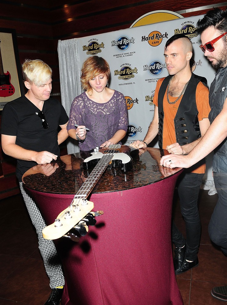 Neon Trees;<br>Neon Trees Donate Sign Bass Guitar Memorabilia to Hard Rock Hotel