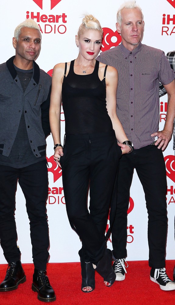 Tony Kanal;Gwen Stefani;Tom Dumont;No Doubt;<br>2012 iHeartRadio Music Festival - Day 1 - Arrivals