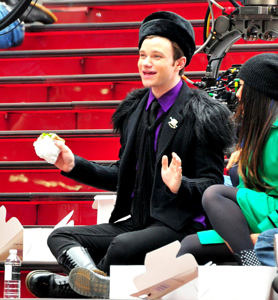 Chris Colfer;Jenna Ushkowitz;<br>On The Set of 'Glee'