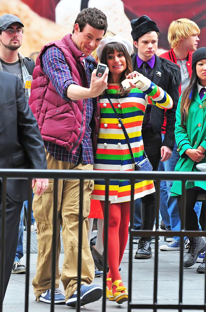 Cory Monteith;Lea Michele;Chris Colfer;Chord Overstreet;Jenna Ushkowitz;<br>On The Set of 'Glee'